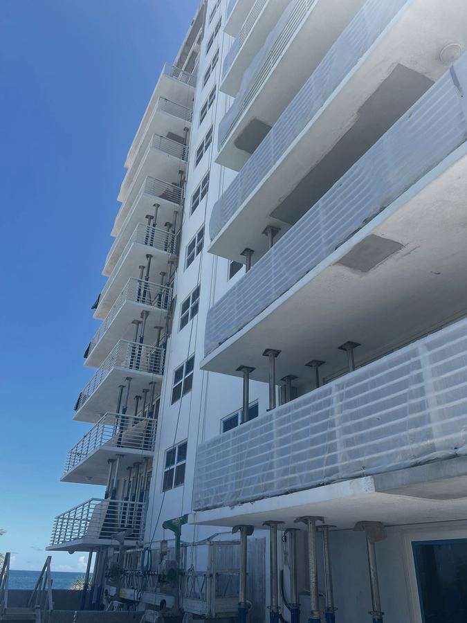 Oceanfront high-rise balcony and facade concrete restoration