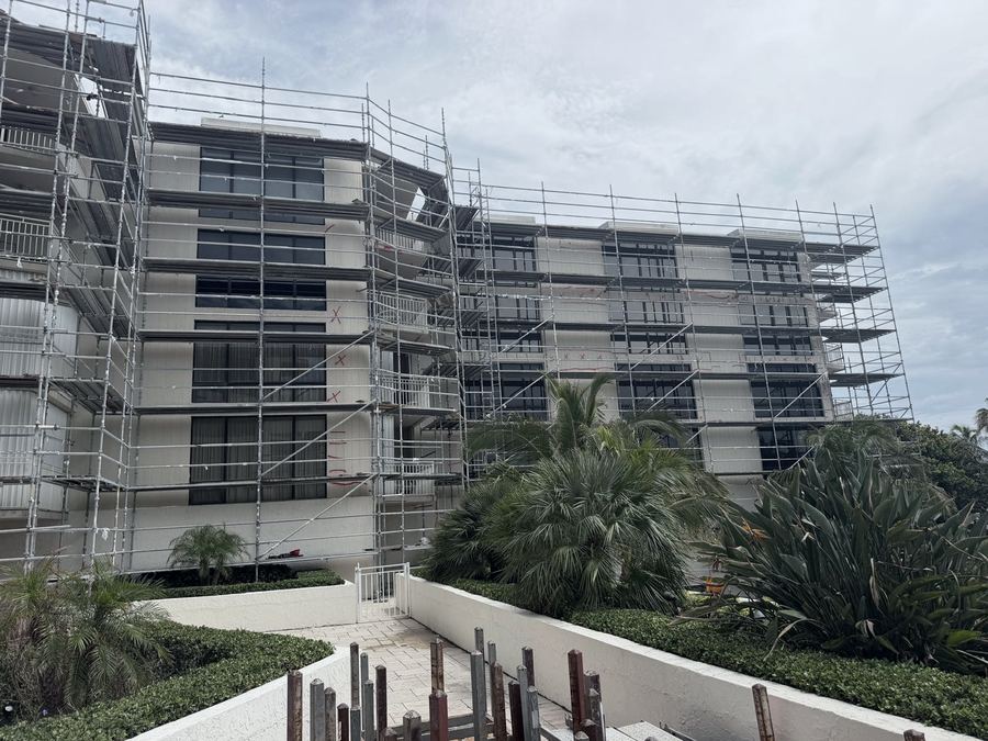 Full scaffolding erected for recertification inspection and repairs